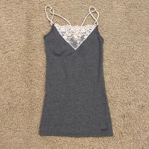 Strappy Lacy Tank (Grey/Cream lace)